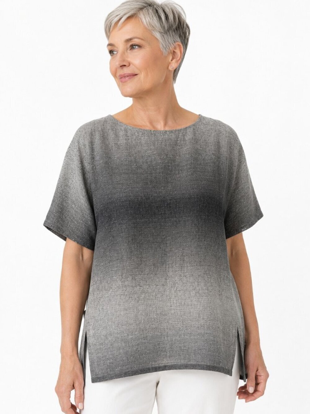 Lafayette 148 NY Grey Ombre Cotton Tunic